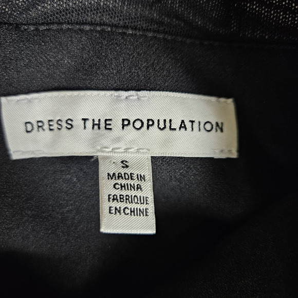 Dress The Population Brinley Black Mesh S Long Sleeve Ruched Mini Sheer Party - Picture 13 of 16